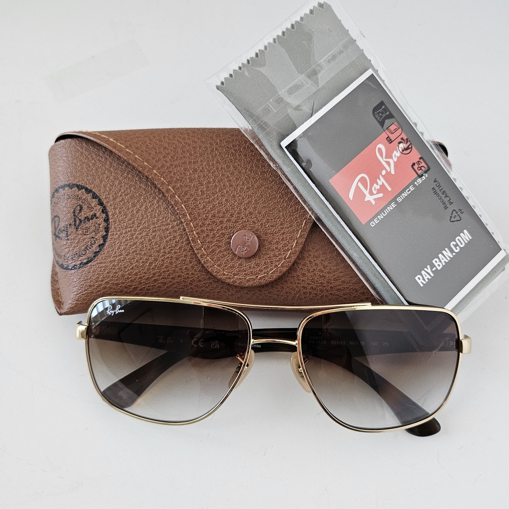 NEW Ray-Ban Gold frame Brown lens sunglasses with original case